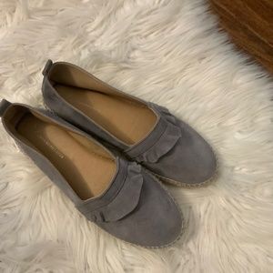 Anthropologie shoes, espadrille suede, gray